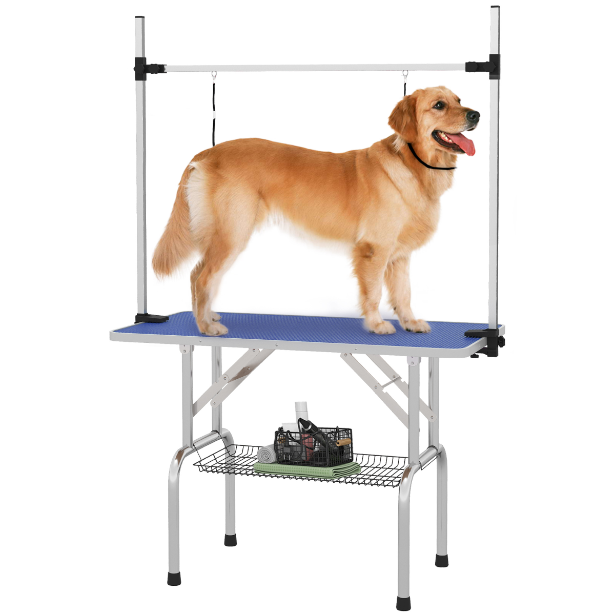 cortex-london-windsor-adjustable-dog-grooming-table-mesh-tray-safety-slings-pawhut