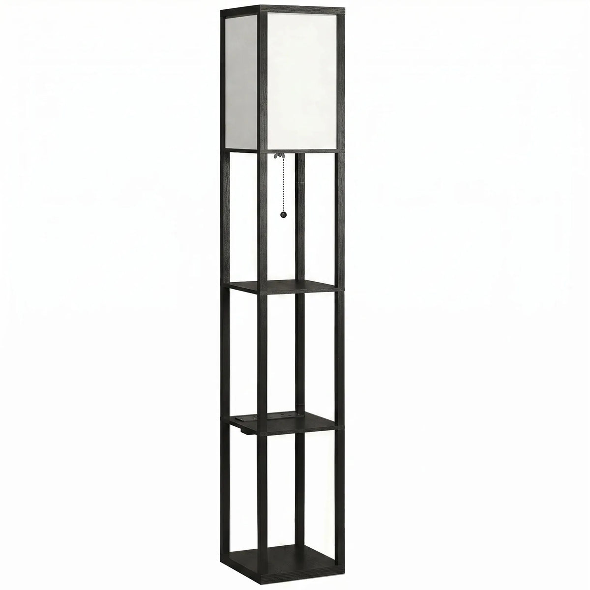 HOMCOM Floor Lamp with Shelves, 3 Layer Column Modern Standing Lamp for Living Room, Bedroom, Office, Black