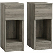 HOMCOM Set of Two Modern Storage Bedside Tables - Grey