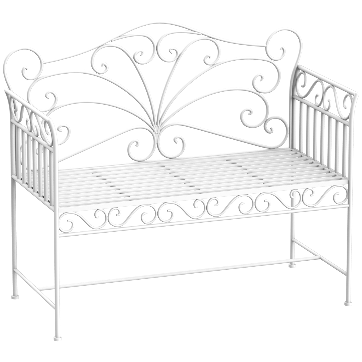 cortex-london-york-white-metal-two-seater-garden-bench-with-backrest