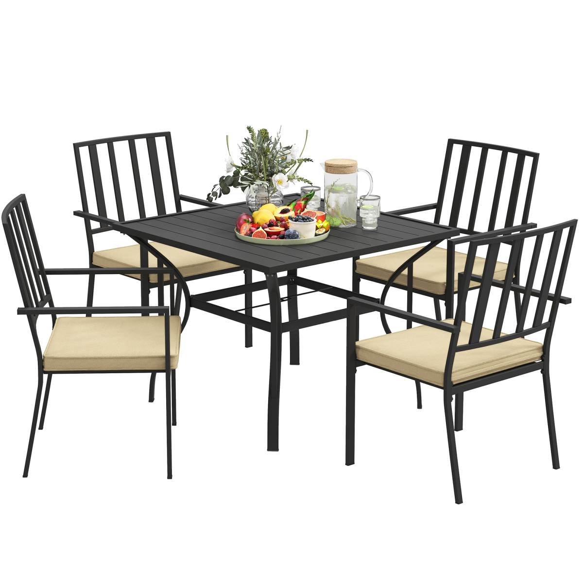 cortex-london-windsor-metal-garden-dining-set-four-stackable-cushioned-chairs