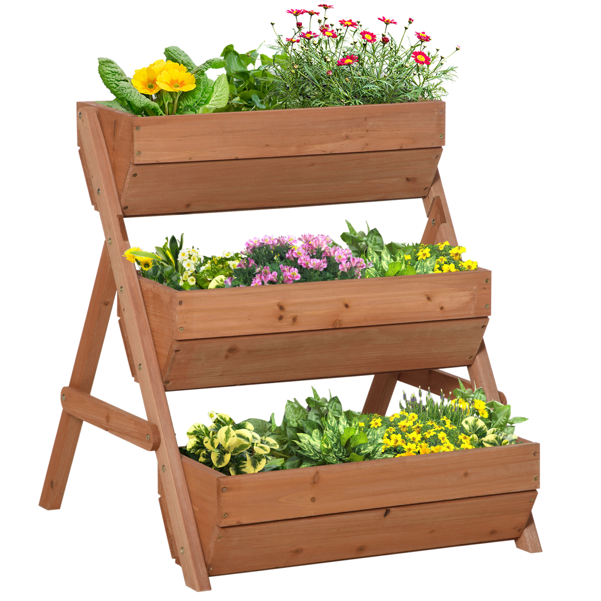 cortex-london-kensington-three-tier-wooden-raised-garden-planter-brown