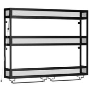 HOMCOM Wall-Mounted Wine Rack with LED Lights, Glass Holders, Open Shelf, Metal Storage Rack, Black