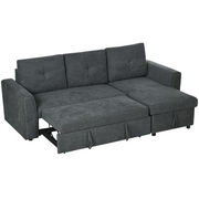 HOMCOM 3 Seater Sofa Bed, Convertible Pull Out Sofa with Storage, Dark Grey