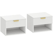 HOMCOM Floating Nightstands Set of 2, Modern Wall Mounted Bedside Tables, White