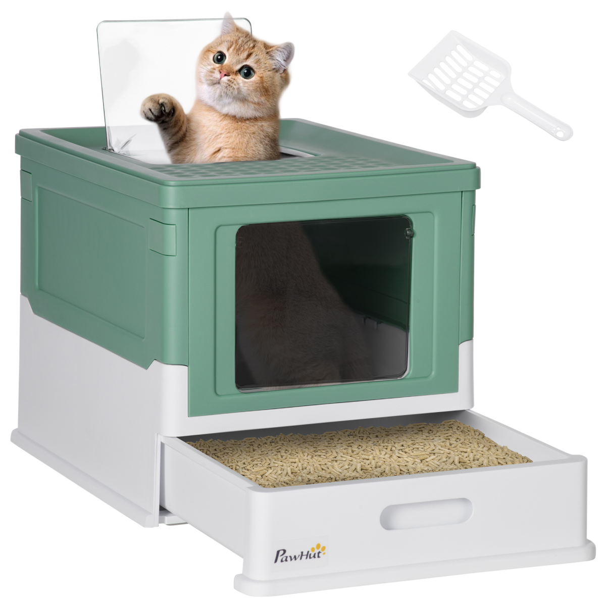 cortex-london-windsor-hooded-cat-litter-box-green