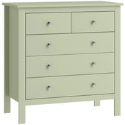 HOMCOM 5 Drawer Chest of Drawers, Modern Dresser for Bedroom, Bedside Storage Cabinet, Wide Storage Unit with Glide Runners for Living Room, Hallway, Closet, 79 x 39.5 x 80.5 cm, Sage Green