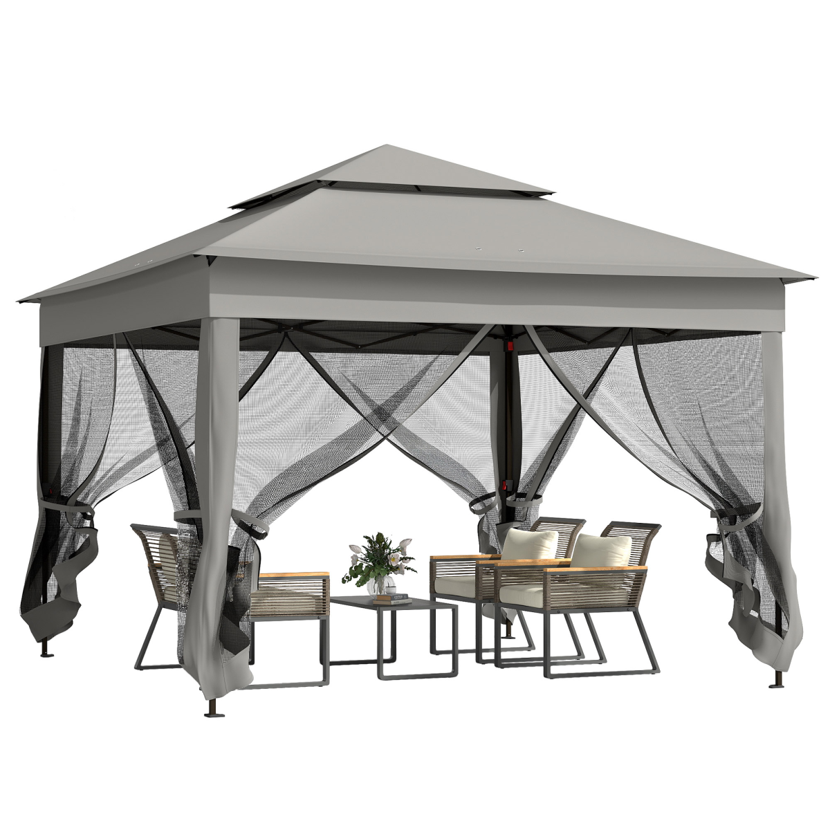 cortex-london-windsor-garden-pop-up-gazebo-folding-tent-dark-grey-brown-frame