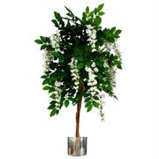 cortex-london-windsor-130cm-artificial-white-wisteria-tree-silver-metal-planter