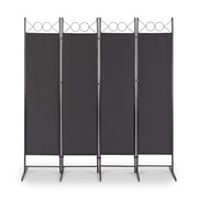 5.74FT 4-Fold Top With Shape 130g Polyester Cloth Plastic Feet Carbon Steel Frame Foldable Screen Black