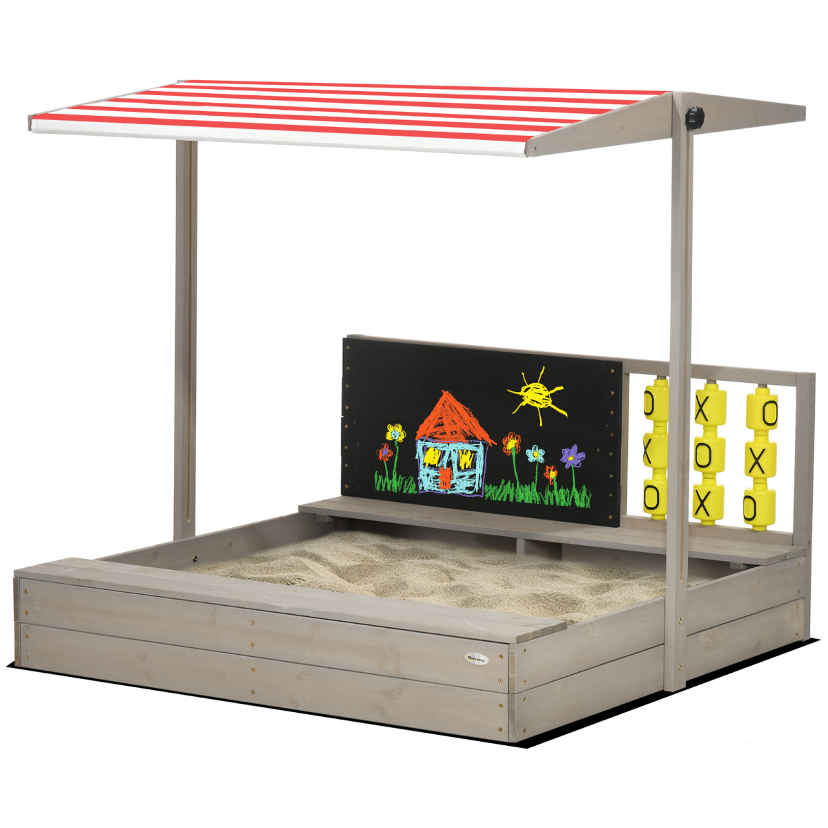 cortex-london-windsor-kids-wooden-sandpit-with-canopy-seats-grey