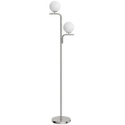 HOMCOM LED Floor Lamp, Modern Standing Lamp with 3 Colour Temperatures, Globe Glass Shades and Foot Switch, Silver Tone