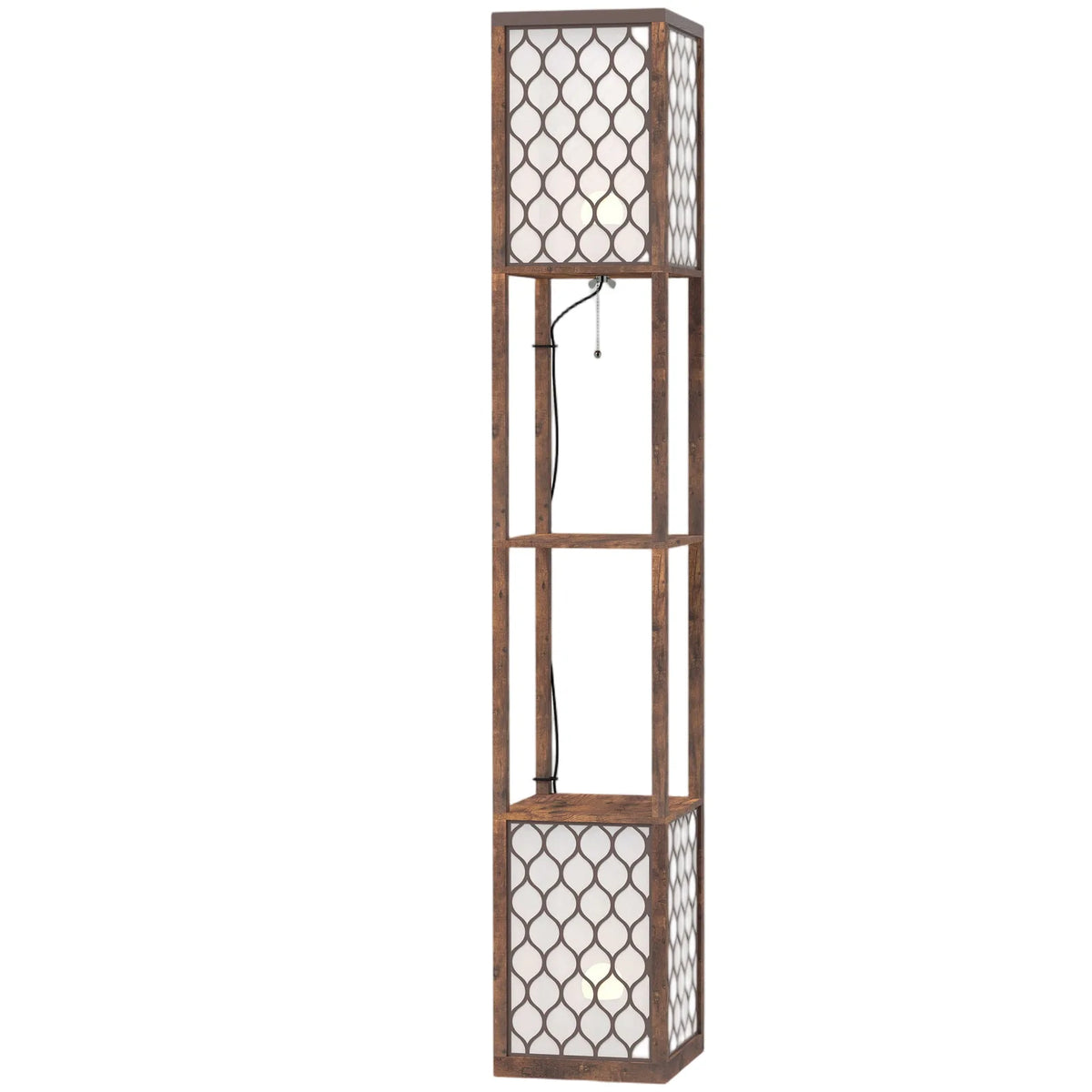 HOMCOM Duo Light Floor Shelves - Rustic Brown