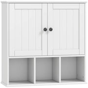 HOMCOM Farmhouse Bathroom Wall Cabinet, Wall Mounted Medicine Cabinet with Adjustable Shelf, Open Compartments, White