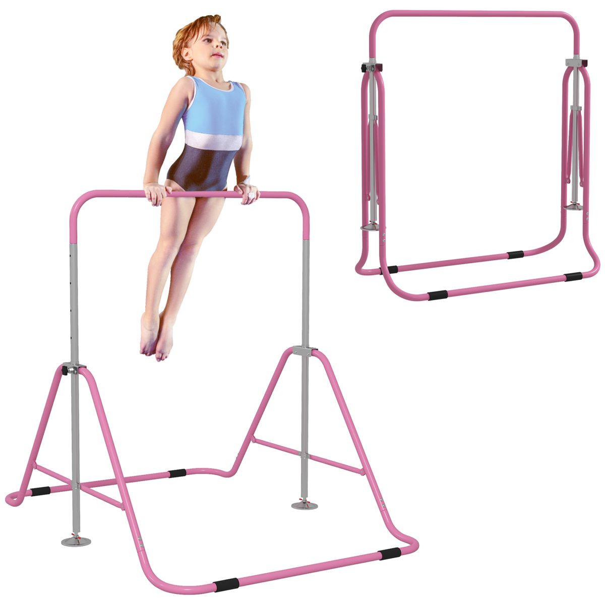 cortex-london-windsor-pink-kids-adjustable-gymnastic-bar-steel-foldable