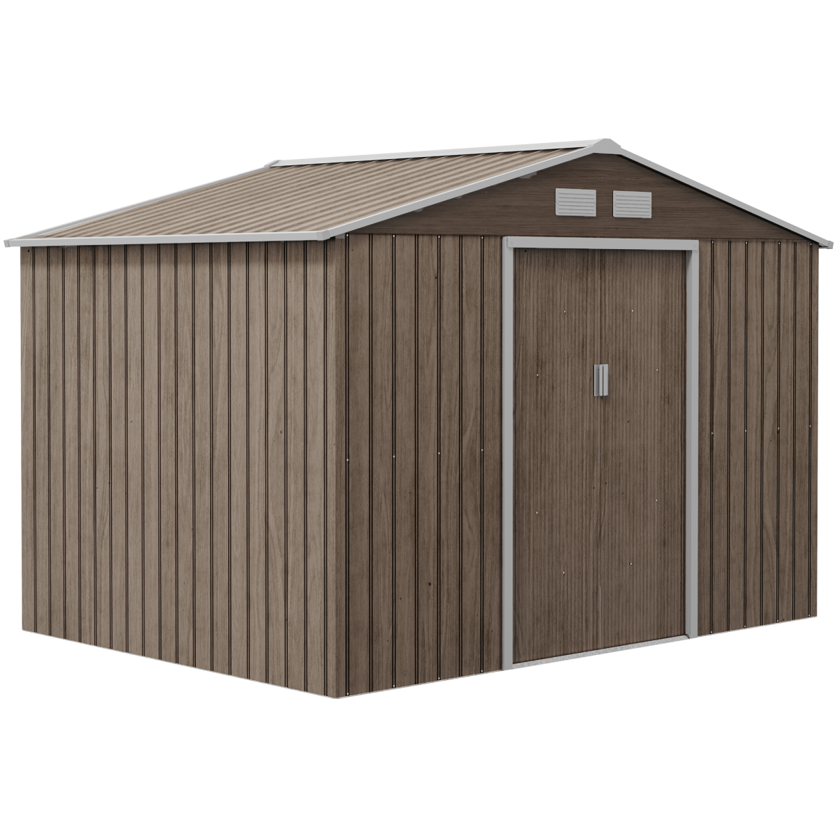 cortex-london-windsor-galvanised-steel-garden-shed-locking-door-light-brown
