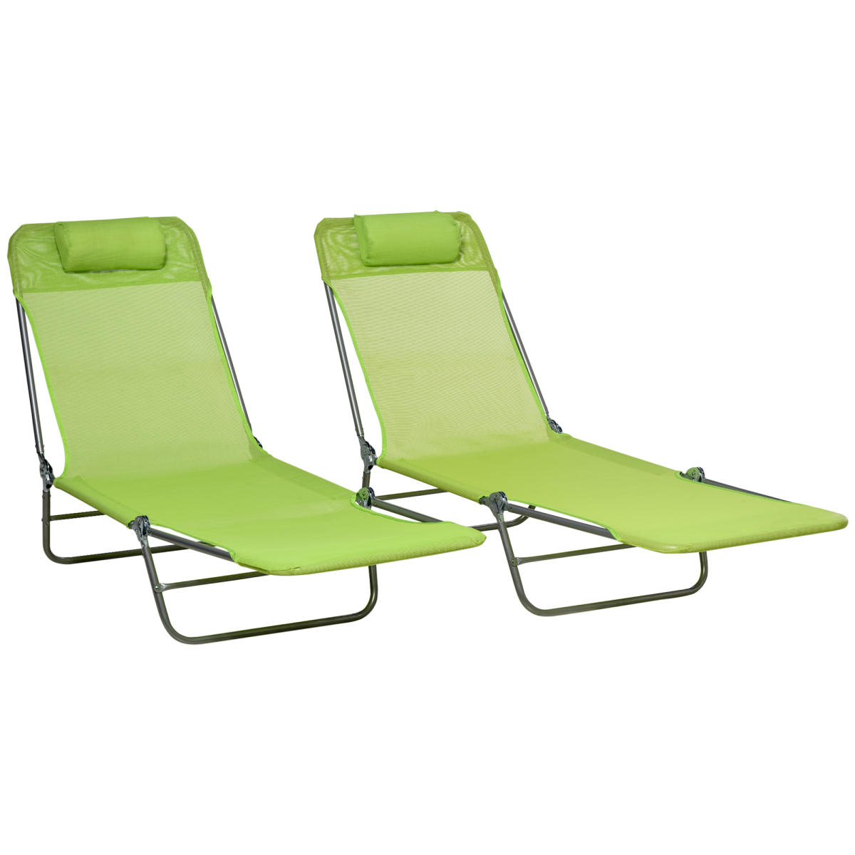 cortex-london-brighton-green-folding-sun-loungers-set-of-2-adjustable-backrest-pillow