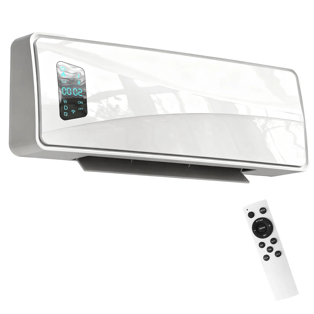 HOMCOM 2000W Ceramic Electric Heater with Fan, Adjustable Thermostat, Wall Mounted - White