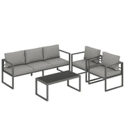 Outsunny 4 Piece Outdoor Garden Furniture Set, Patio Furniture with 3-Seater Sofa, Armchairs and Coffee Table