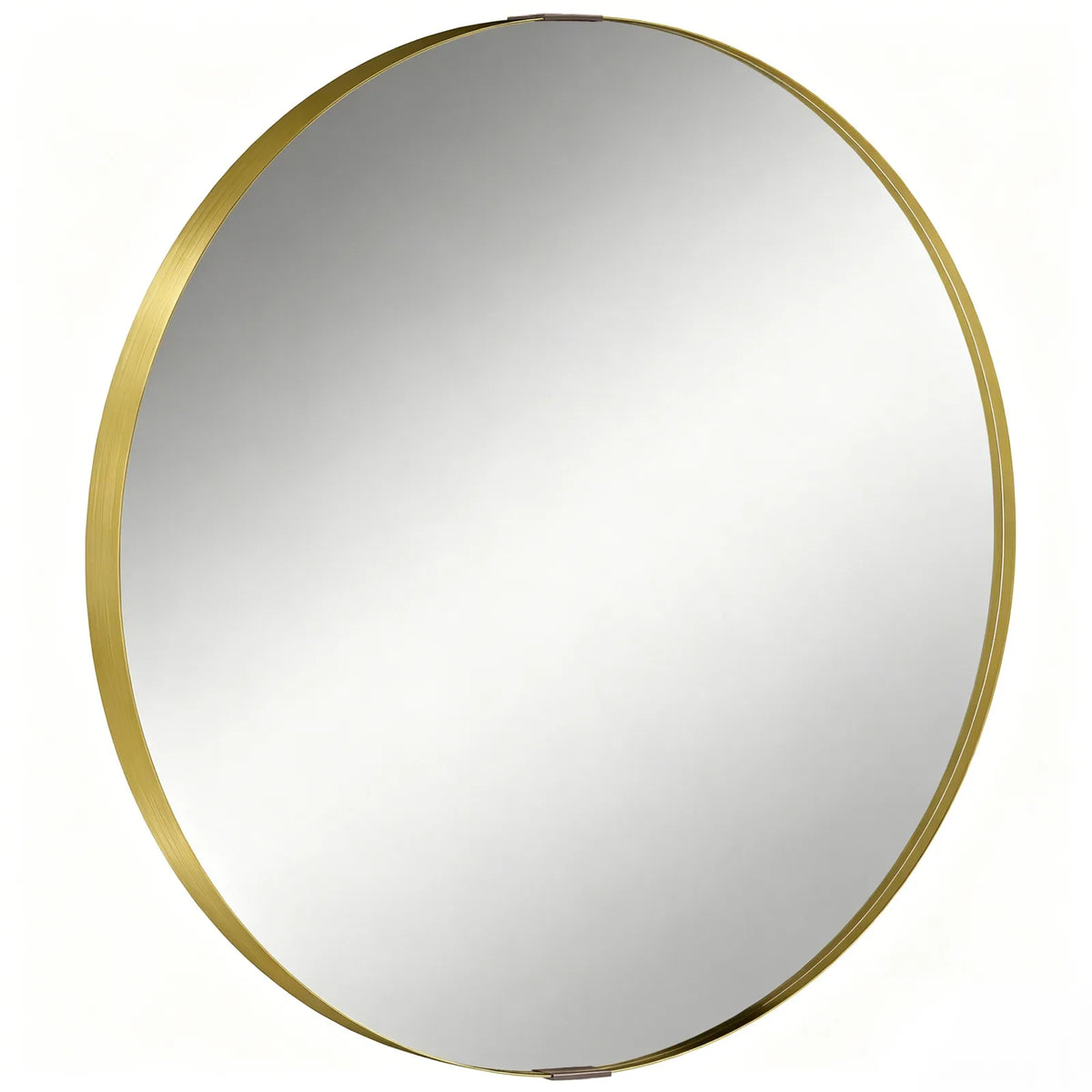 HOMCOM Round Wall Mirror 61 cm, Wall Mounted Bathroom Mirror with Tempered Safety Glass and Aluminium Alloy Frame, Gold Tone