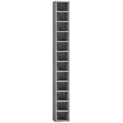 HOMCOM 204 CD Tall Narrow Media Storage Tower - Cement Grey