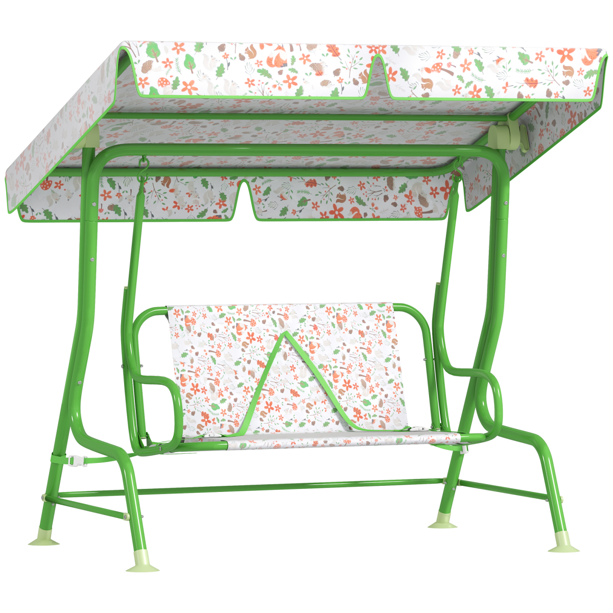 cortex-london-windsor-fox-kids-garden-swing-seat-green-adjustable-canopy