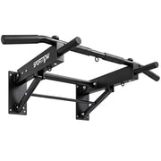 SPORTNOW Pull Up Bar Wall Mounted Chin Up Bar with Folding Design, 3 Hooks for Resistance Bands, Supports up to 120 kg, Black