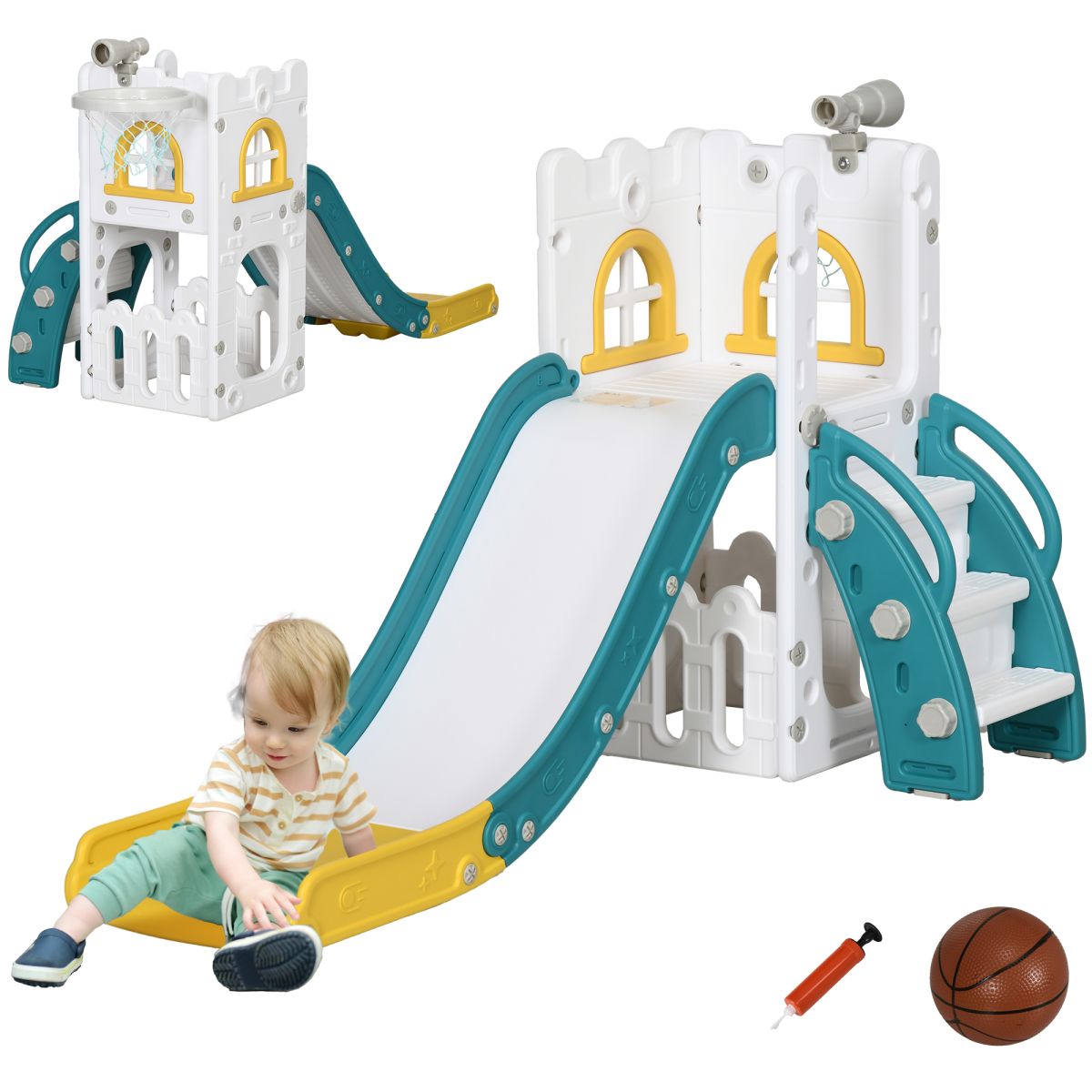 cortex-london-windsor-4-in-1-toddler-slide-hoop-telescope-climber-yellow