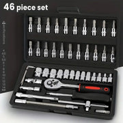 46Pcs Metric Socket 1/4" HSS Drive Ratchet Bit Set Wrench Torx Hex Tool Kit Case