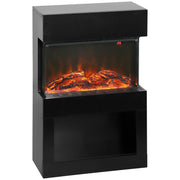 HOMCOM 19" Electric Fireplace with Surround, 3D Flame Effect, 6 Colours & 3 Brightness Levels, 1000W/2000W Black Electric Fire and Mantel Reach up to 30? Space with Remote & Timer, 3 Sided View