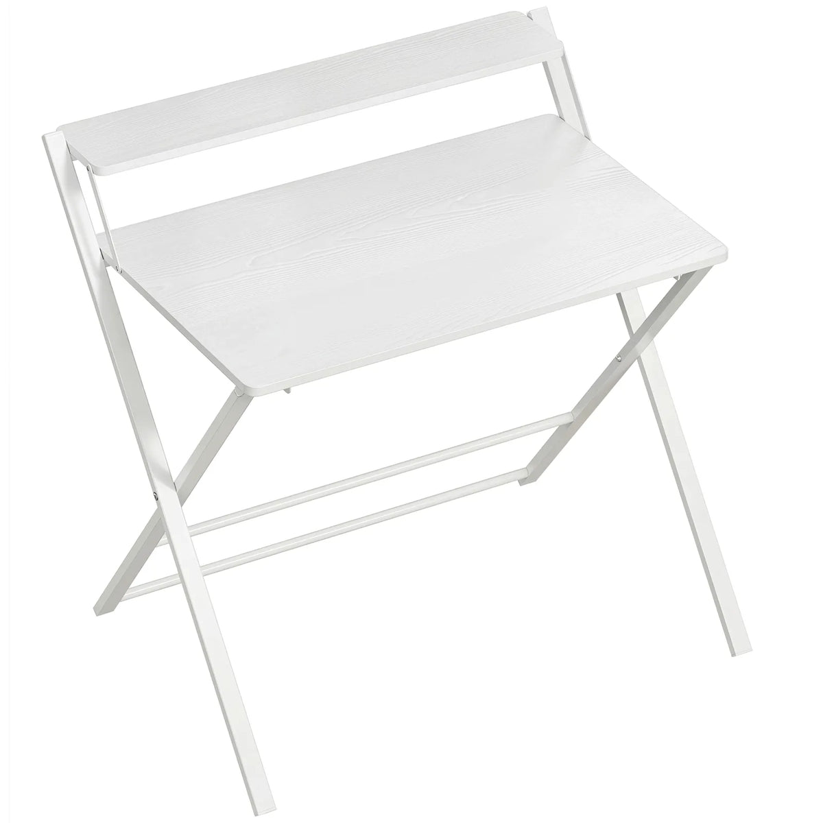 HOMCOM Compact Folding Desk for Small Spaces with Storage Shelf for Home Office, White