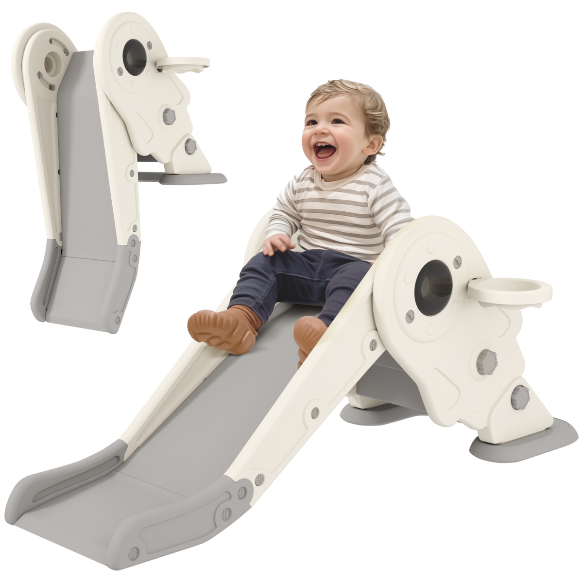 cortex-london-windsor-space-kids-slide-climber-basketball-hoop-cream-white
