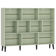 HOMCOM 10-Cube Bookcase, 3-Tier Book Shelf with Solid Wood Legs, 140 cm Modern Bookshelf with Anti-Tip Kit, Light Green
