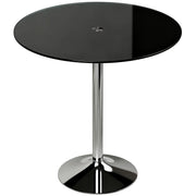 HOMCOM Round Bar Table, Modern Dining Table with Tempered Glass Top and Steel Frame for 4, 70 x 70 x 75.5cm, Black