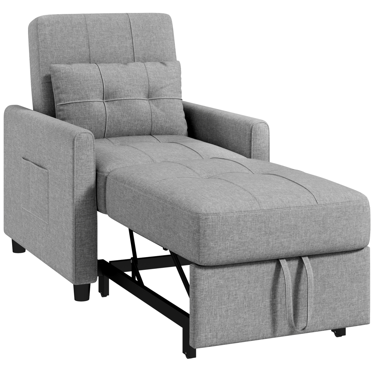 cortex-london-york-pull-out-chair-bed-light-grey-with-pillow-and-side-pockets
