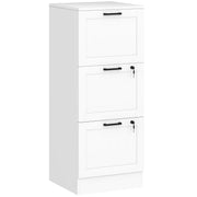 HOMCOM 3 Drawer Filing Cabinet with Lock, Office Storage Cabinet with Adjustable Hanging Bars for A4 Letter Size Files, White