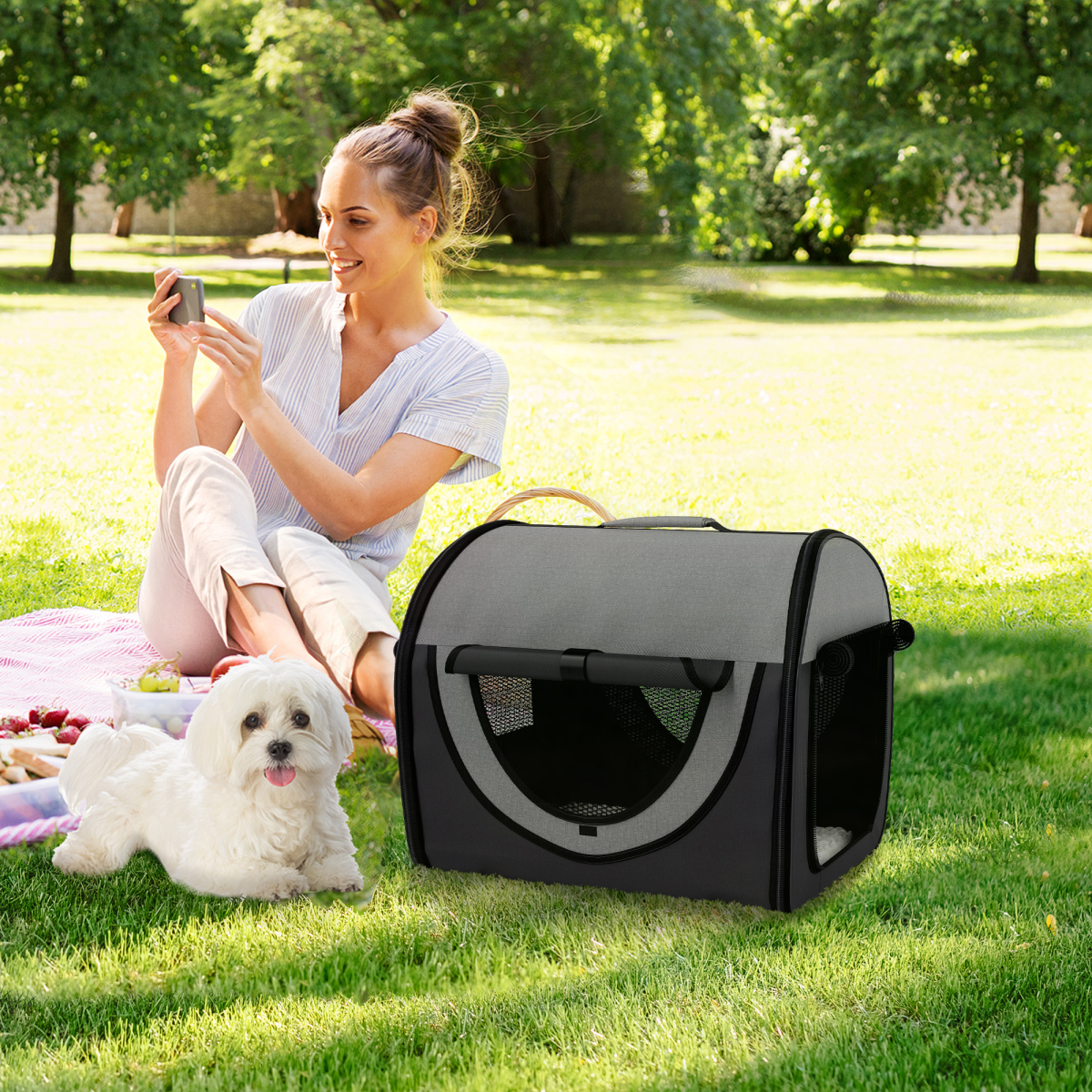 cortex-london-windsor-fully-enclosed-cat-litter-box-black-grey-oxford-fabric-steel