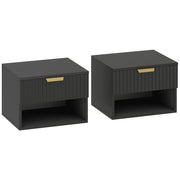 HOMCOM Floating Nightstands Set of 2, Modern Wall Mounted Bedside Tables, Black