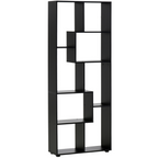 178cm 8-Shelf Bookcase w/ Melamine Surface Foot Pads Black Multipurpose 8-Grid
