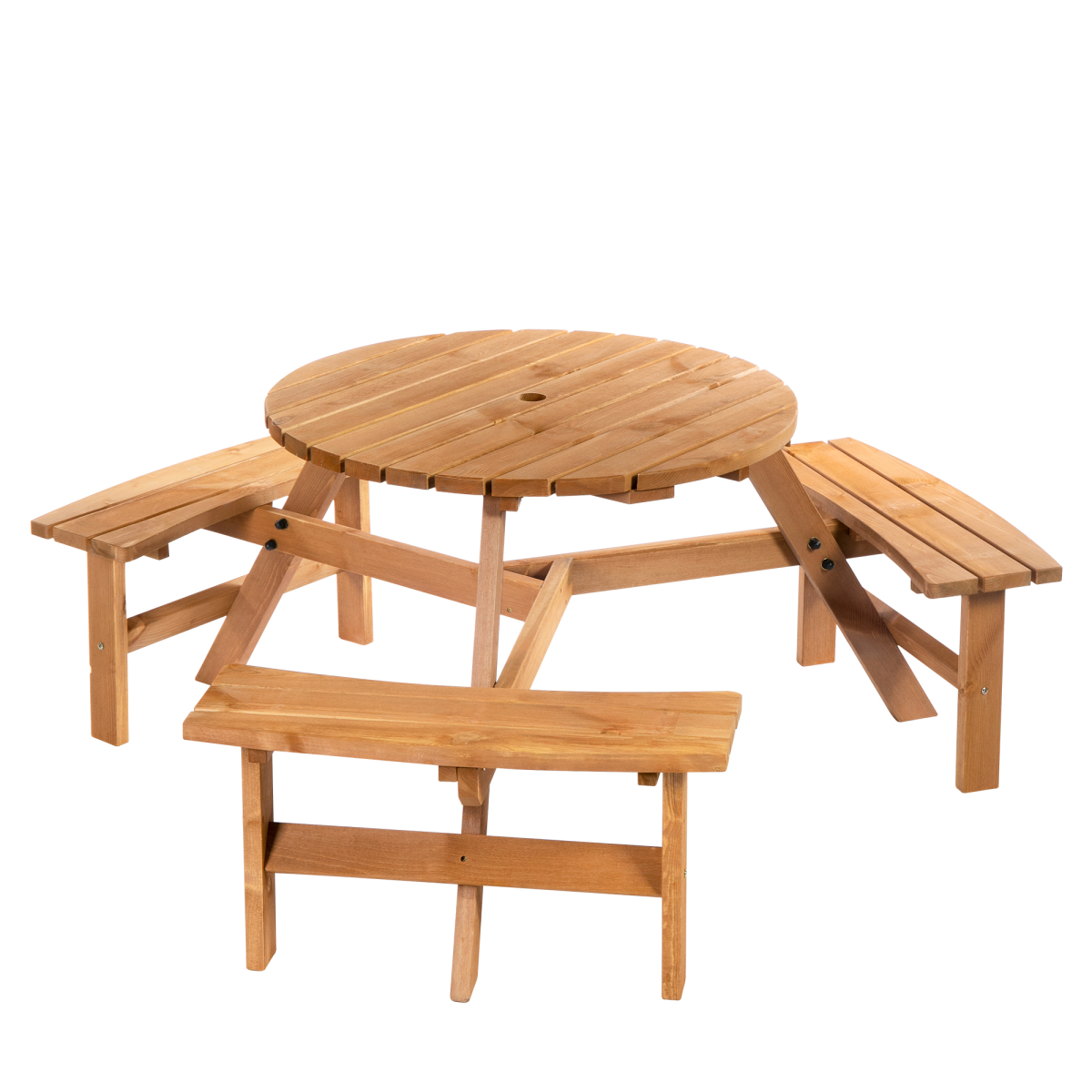 cortex-london-windsor-round-garden-table-three-attached-benches-fir-wood