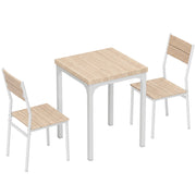 HOMCOM Three-Piece Minimal and Compact Dining Set, Oak Wood Effect