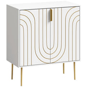 HOMCOM Modern Kitchen Cupboard, Storage Cabinet with 2 Doors, Adjustable Shelf and Metal Legs, White