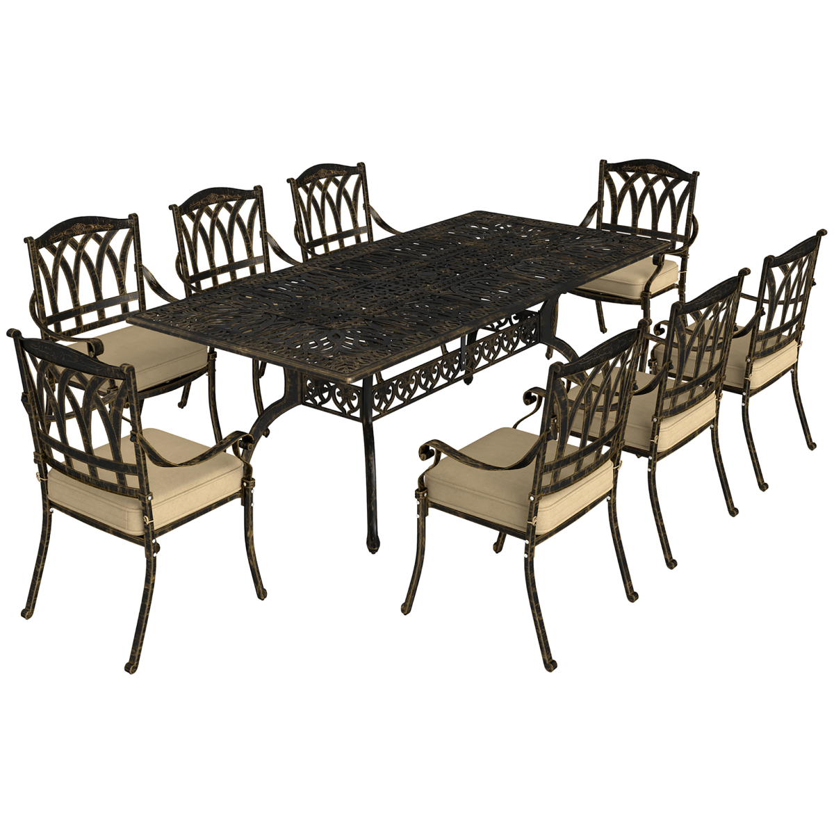cortex-london-windsor-nine-piece-cast-aluminium-garden-dining-set