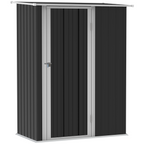 Garden Storage Shed, Sloped Roof, Lockable Door Grey, 142 x 84 x 189cm