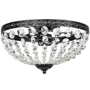 HOMCOM Crystal Chandelier Ceiling Light with 168 Octagonal Beads, Vintage 2-Light Flush Mount Ceiling Light for Living Room, Bedroom, Hallway, Dining Room, Black