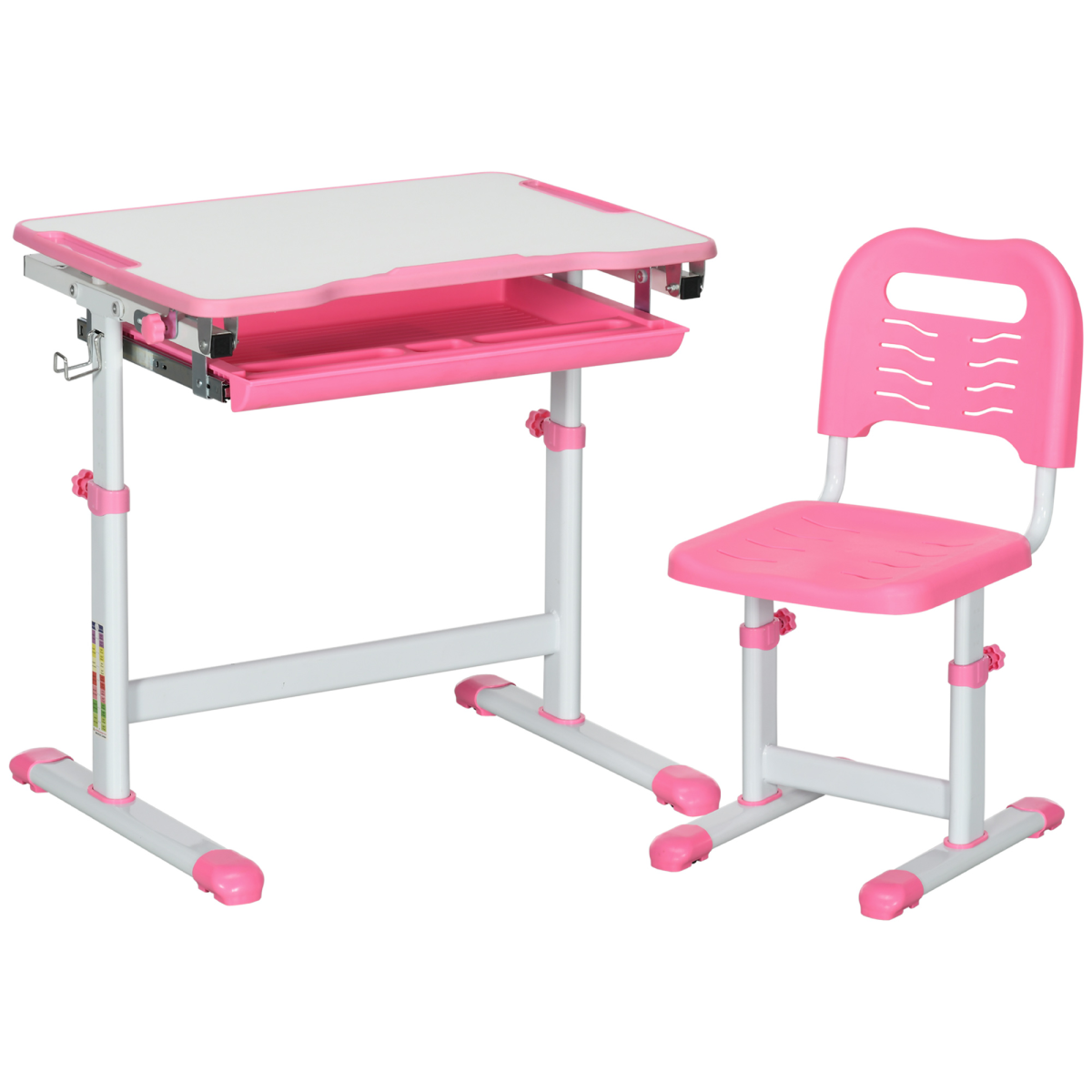 cortex-london-windsor-pink-kids-height-adjustable-desk-chair-set