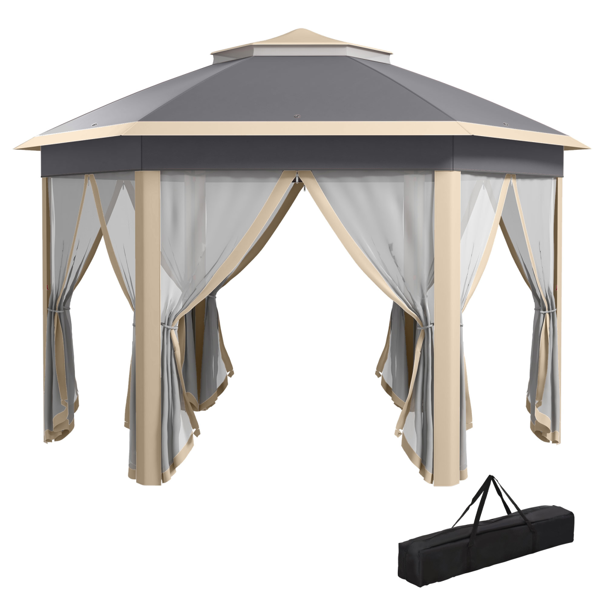 cortex-london-windsor-hexagon-garden-gazebo-mesh-curtains-khaki