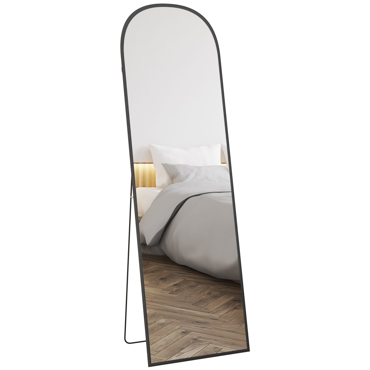 HOMCOM Full Length Mirror with Aluminium Alloy Frame Hanging or Leaning Black