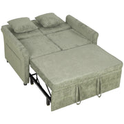 HOMCOM 2 Seater Sofa Bed 3-in-1 Convertible Chenille Pull Out Sleeper Sofa with 5-Position Adjustable Backrest, Light Green