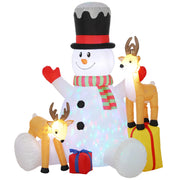 Outsunny 7ft Giant Christmas Inflatable Snowman with 2 Reindeer, Outdoor Blow Up Christmas Decoration with LEDs, Bag